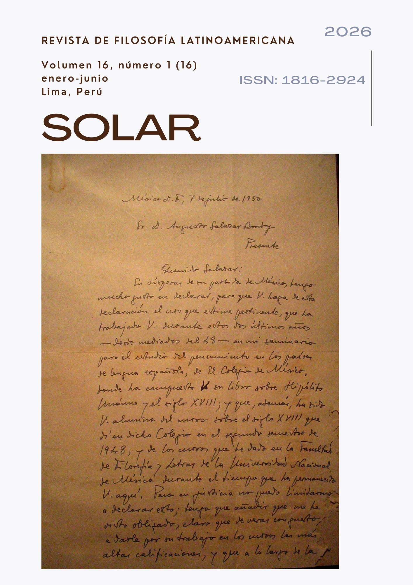 					Ver Vol. 16 Núm. 1 (20): Revista de Filosofía Iberoamericana 
				
